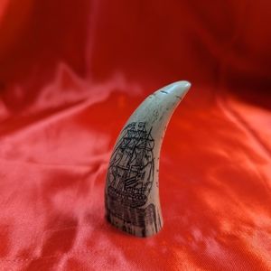 Faux Whale Tooth Scrimshaw